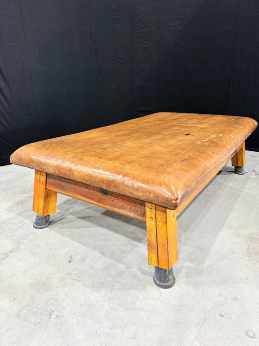 Vintage leather gymnastics large bench table from 1930’