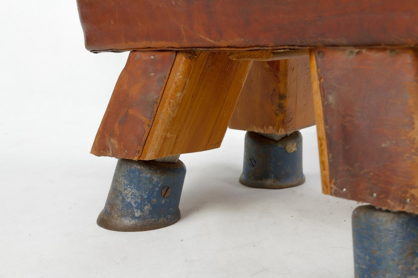 Vintage Czech Leather Gymnastics Stool Bench Pommel Horse Top 1930s