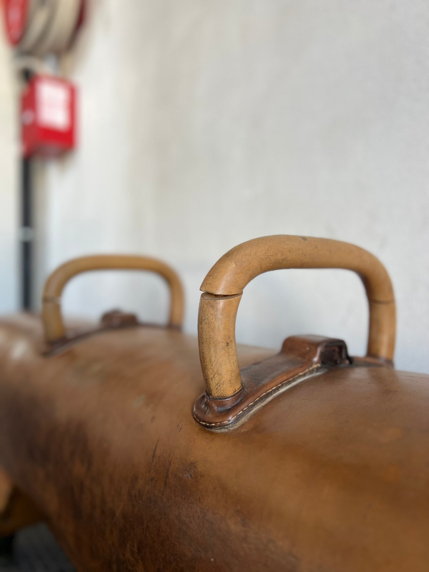 Vintage 1930s Leather Gym Bench with handels – Restored Pommel Horse from Czechoslovakia