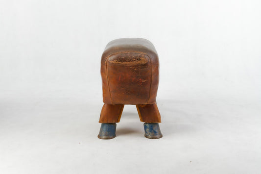 Vintage Czech Leather Gymnastics Stool Bench Pommel Horse Top 1930s