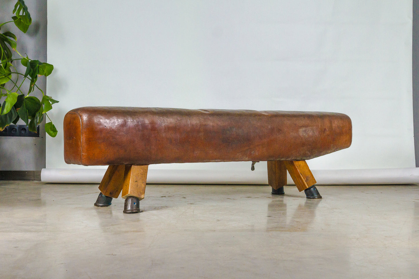 Vintage Czech Leather Gymnastics Bench Pommel Horse 1930s