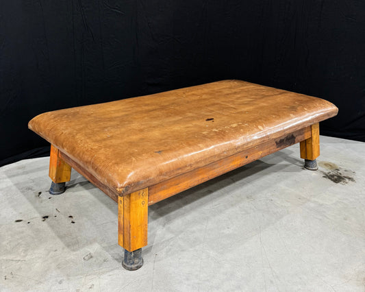Vintage leather gymnastics large bench table from 1930’