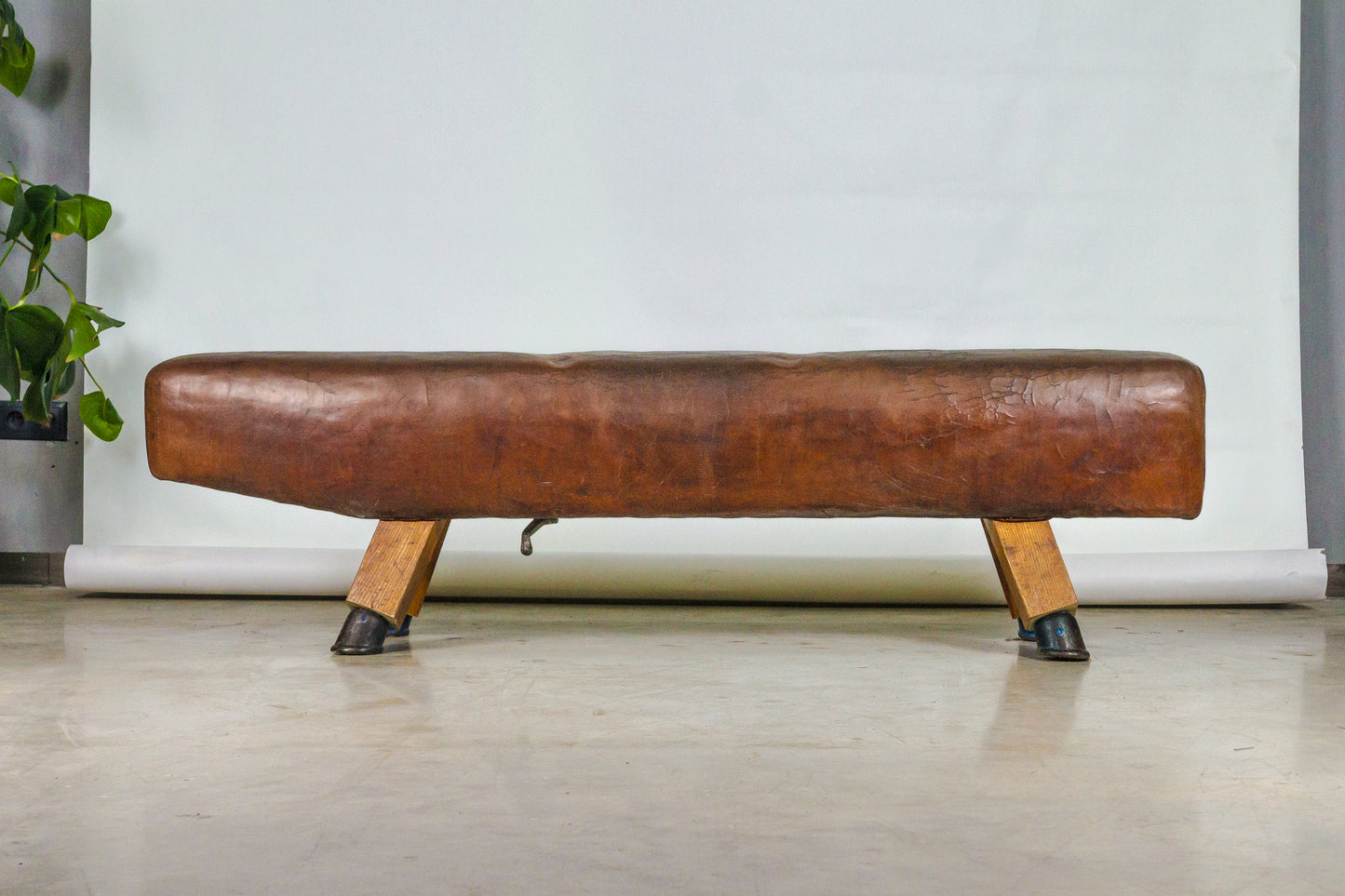 Vintage Czech Leather Gymnastics Bench Pommel Horse 1930s
