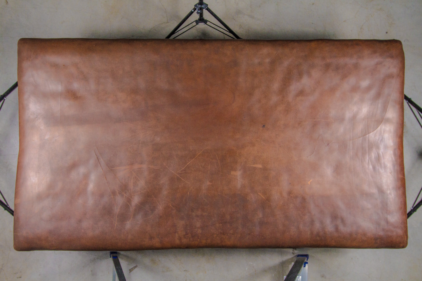 Vintage leather gymnastics large bench table from 1930’