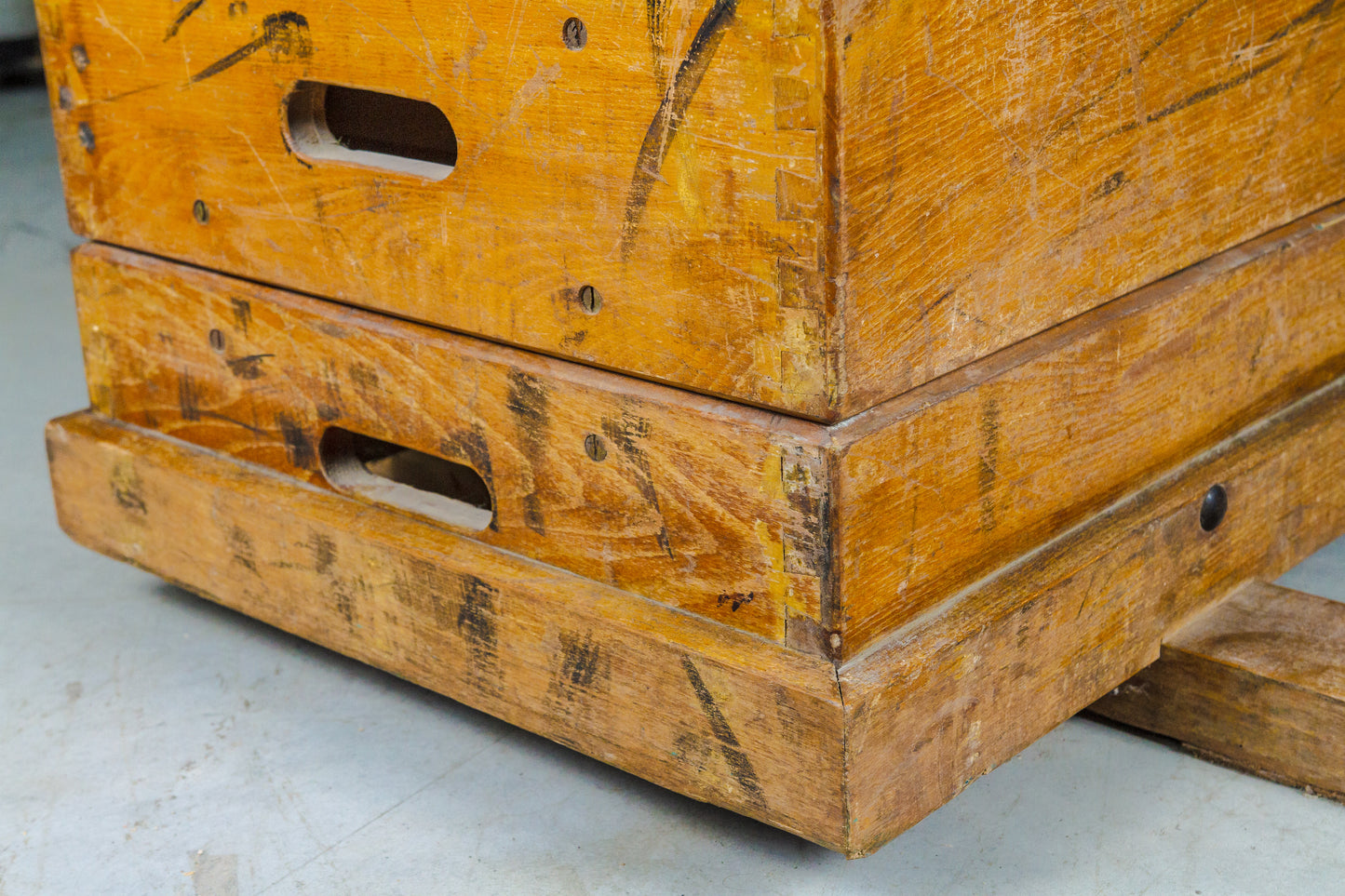 1930s - Vintage Vaulting box with Leather Top - Gym Bench – from Czechoslovakia
