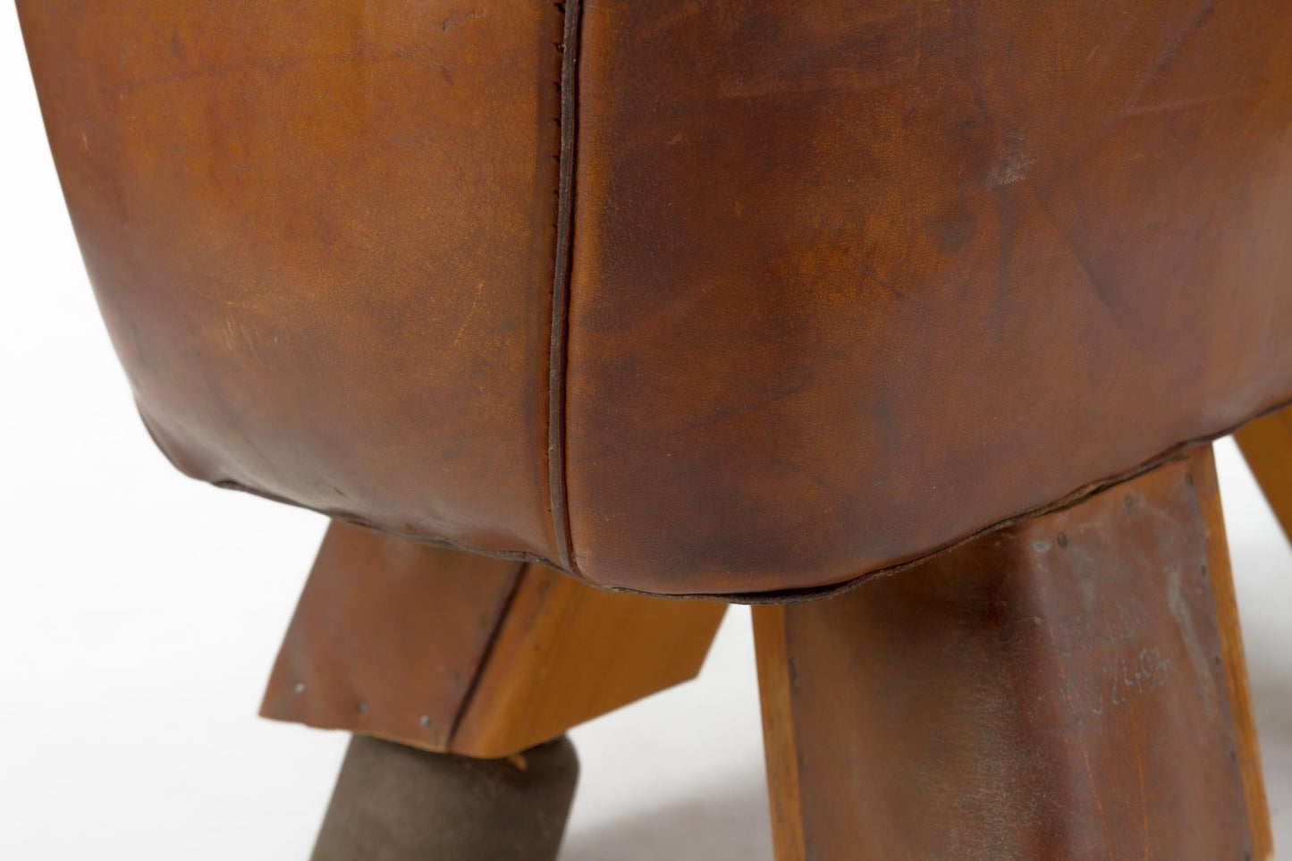 Vintage Czech Leather Gymnastics Stool Bench Pommel Horse Top 1930s