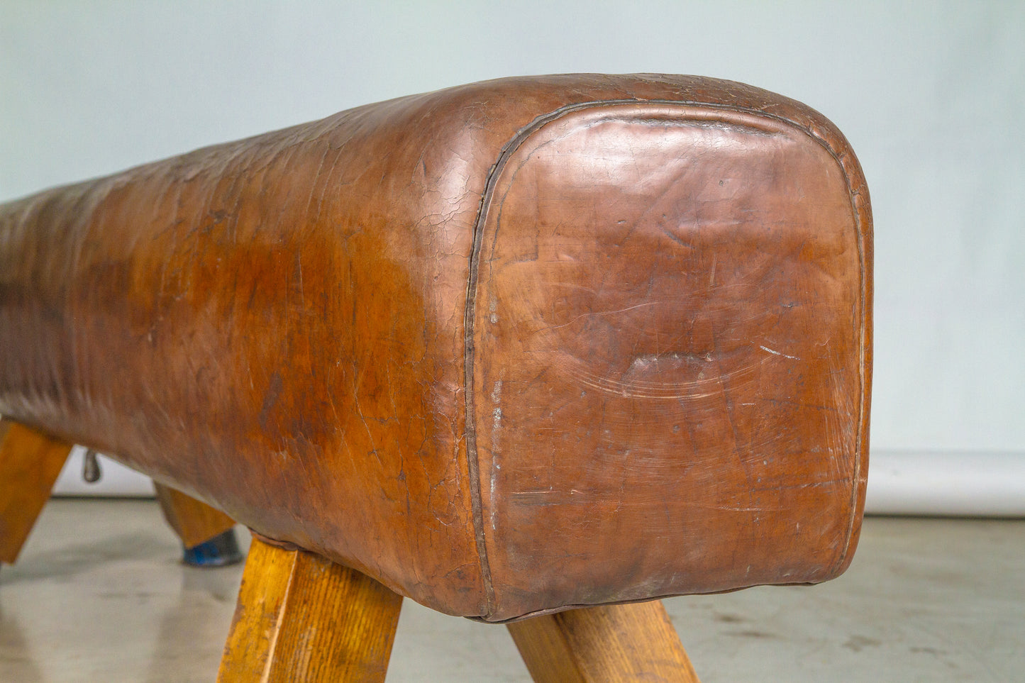 Vintage Czech Leather Gymnastics Bench Pommel Horse 1930s
