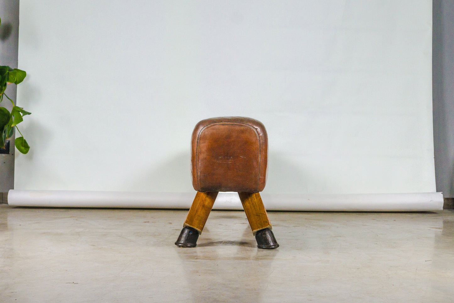 Vintage Czech Leather Gymnastics Bench Pommel Horse 1930s