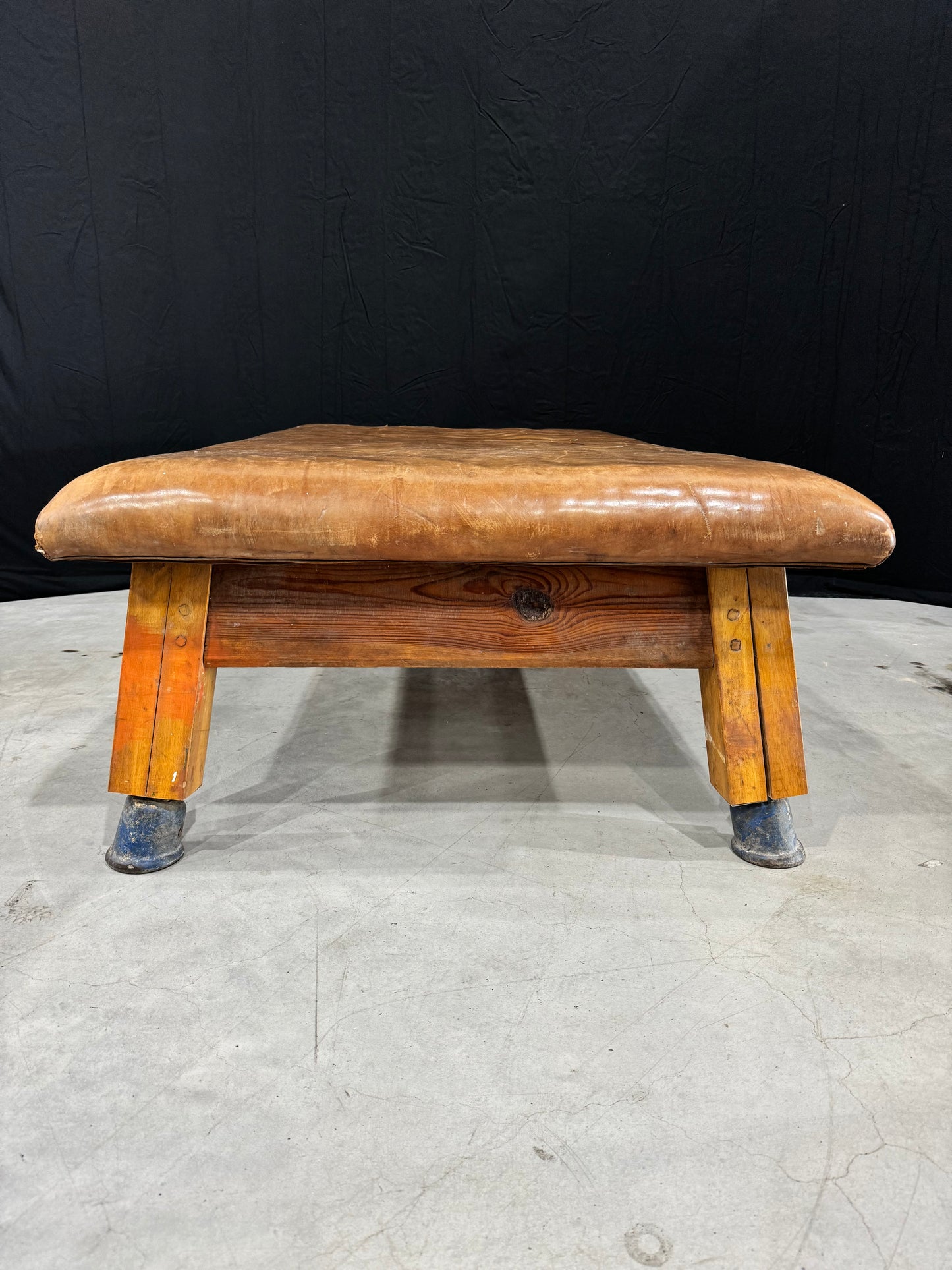 Vintage leather gymnastics large bench table from 1930’