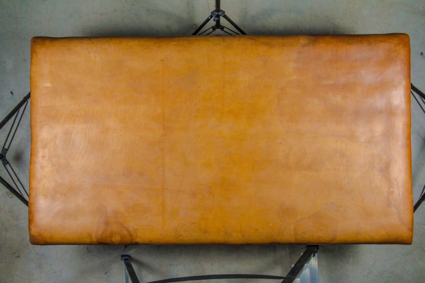 Vintage leather gymnastics large bench table from 1930’