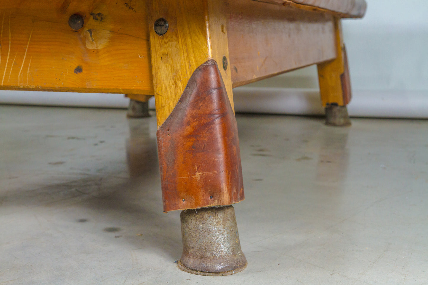 Vintage leather gymnastics large bench table from 1930’