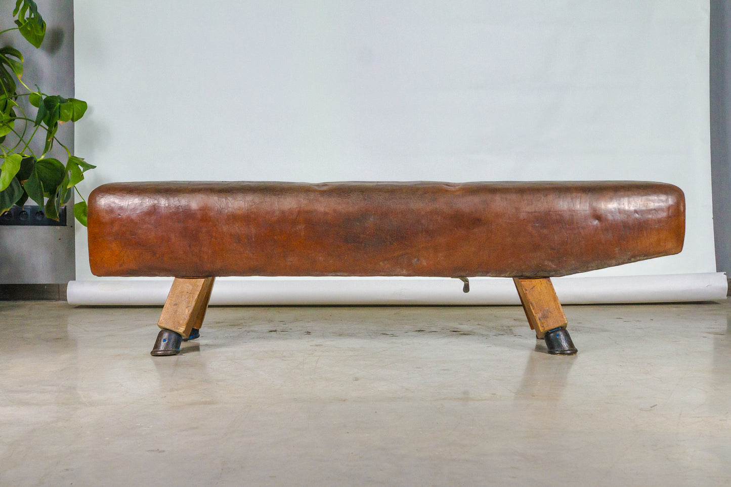 Vintage Czech Leather Gymnastics Bench Pommel Horse 1930s