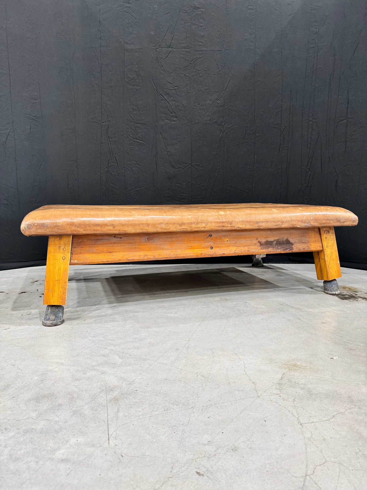 Vintage leather gymnastics large bench table from 1930’